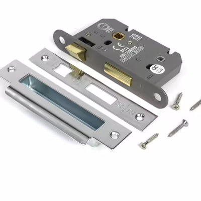 Polished SS 2 1/2" Heavy Duty Bathroom Mortice Lock - Image 3