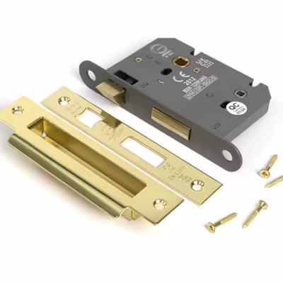 Polished Brass 3" Heavy Duty Bathroom Mortice Lock - Image 3