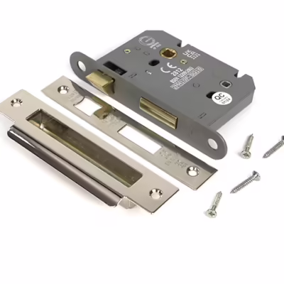 Polished Nickel 3" Heavy Duty Bathroom Mortice Lock - Image 3