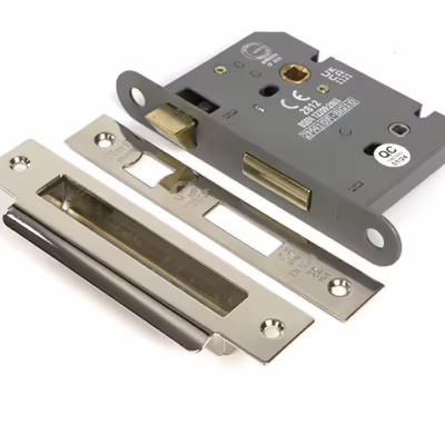 Polished Nickel 3" Heavy Duty Bathroom Mortice Lock