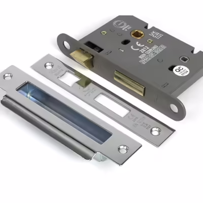 Polished Chrome 3" Heavy Duty Bathroom Mortice Lock