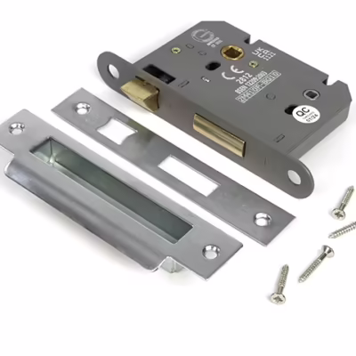 Satin Chrome 3" Heavy Duty Bathroom Mortice Lock - Image 3