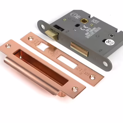 Polished Bronze 3" Heavy Duty Bathroom Mortice Lock