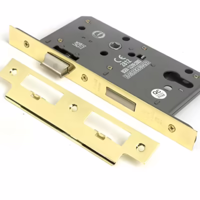 Polished Brass Euro Din Sash Lock - 60mm Backset/72mm Centre