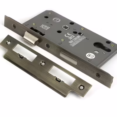 Aged Brass Euro Din Sash Lock - 60mm Backset/72mm Centre