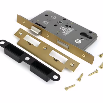 Satin Brass Euro Din Sash Lock - 60mm Backset/72mm Centre - Image 3