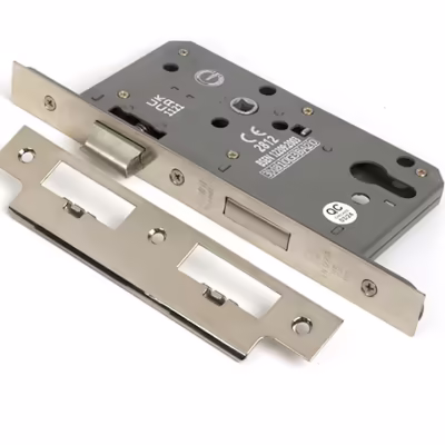 Polished Nickel Euro Din Sash Lock - 60mm Backset/72mm Centre