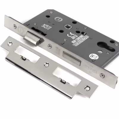Polished Chrome Euro Din Sash Lock - 60mm Backset/72mm Centre