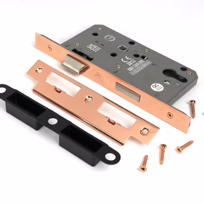 Polished Bronze Euro Din Sash Lock - 60mm Backset/72mm Centre - Image 3