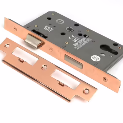 Polished Bronze Euro Din Sash Lock - 60mm Backset/72mm Centre