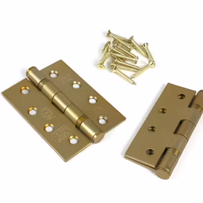 Satin Brass 4" Ball Bearing Butt Hinge (Pair) ss - Image 3