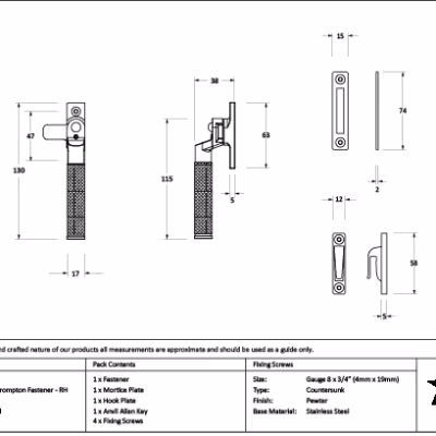 Pewter Locking Brompton Fastener - RH - Image 2