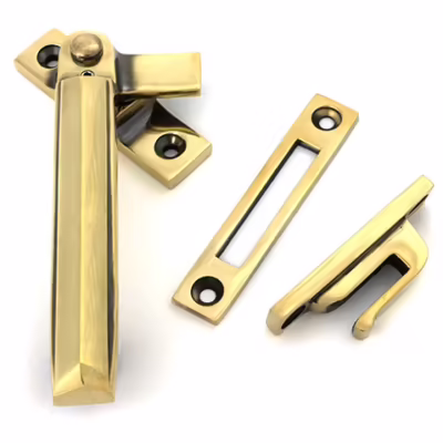 Aged Brass Locking Art Deco Fastener - LH