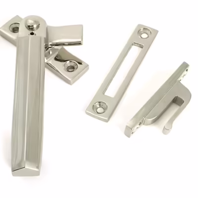 Polished Nickel Locking Art Deco Fastener - LH