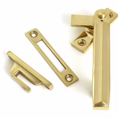 Polished Brass Locking Art Deco Fastener - RH