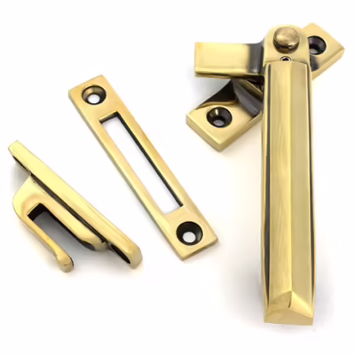 Aged Brass Locking Art Deco Fastener - RH