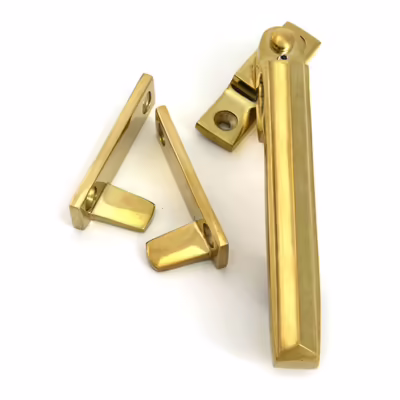 Polished Brass Night-Vent Locking Art Deco Fastener - Image 3