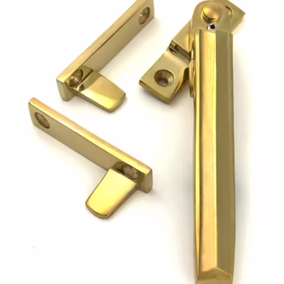 Polished Brass Night-Vent Locking Art Deco Fastener