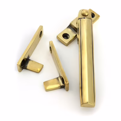 Aged Brass Night-Vent Locking Art Deco Fastener - Image 3
