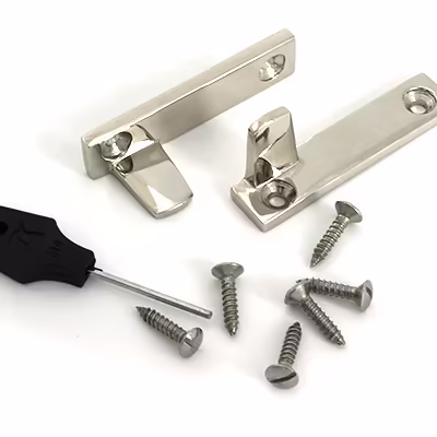 Polished Nickel Night-Vent Locking Art Deco Fastener - Image 6