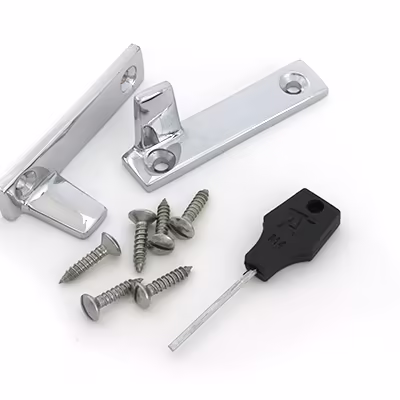Polished Chrome Night-Vent Locking Art Deco Fastener - Image 6