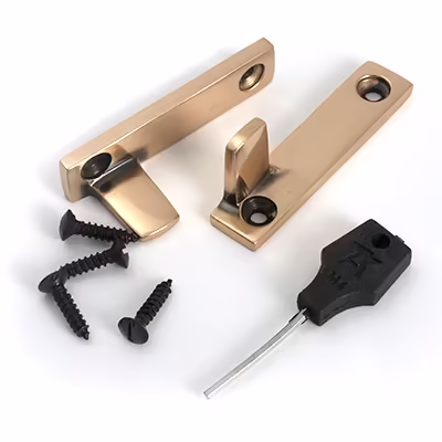 Polished Bronze Night-Vent Locking Art Deco Fastener - Image 6