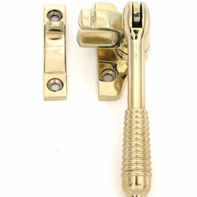 Polished Brass Night-Vent Locking Reeded Fastener (Steel Window) - Image 3