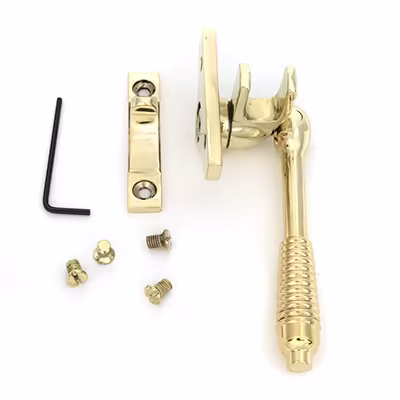 Polished Brass Night-Vent Locking Reeded Fastener (Steel Window) - Image 4