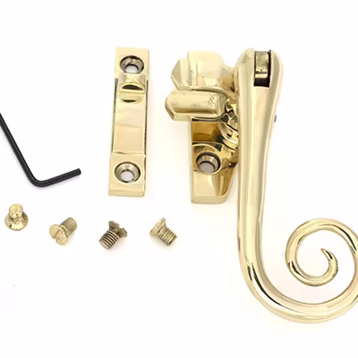 Polished Brass Night-Vent Locking Monkeytail Fastener (Steel Window) - Image 3