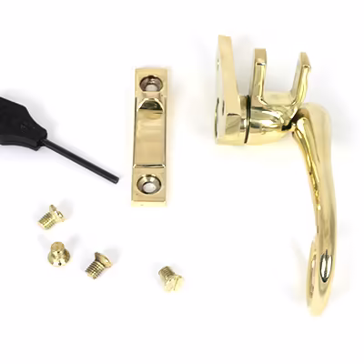 Polished Brass Night-Vent Locking Monkeytail Fastener (Steel Window) - Image 4