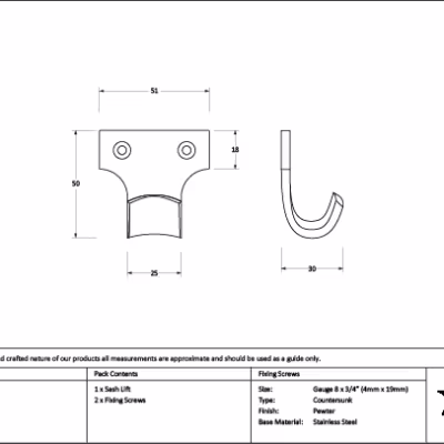 Pewter Sash Lift - Image 2