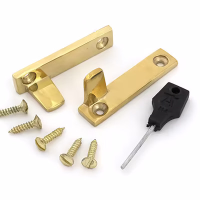Polished Brass Night-Vent Locking Brompton Fastener - Image 6