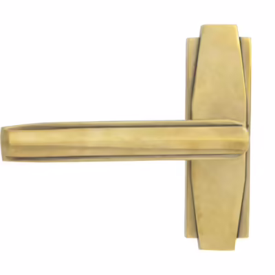Aged Brass Art Deco Lever on Rose Set - Image 3
