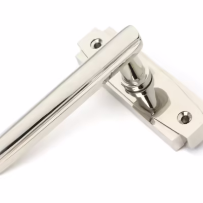 Polished Nickel Art Deco Lever on Rose Set