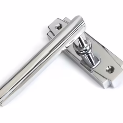 Polished Chrome Art Deco Lever on Rose Set