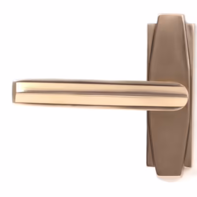 Polished Bronze Art Deco Lever on Rose Set - Image 3