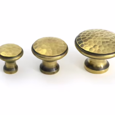 Aged Brass Hammered Cabinet Knob - Small - Image 6