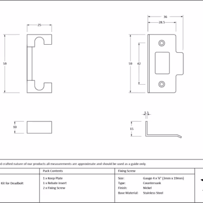 Nickel ½" Rebate Kit Latch and Deadbolt - Image 2
