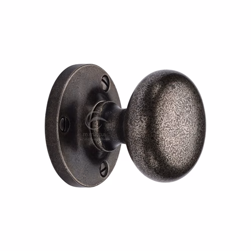 Rustic Pewter Mortice Knob on Rose Alveley Design