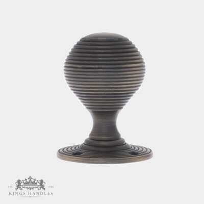 Victorian Beehive Door Knobs Mk1 – Antique Brass (A BB1) - Image 2