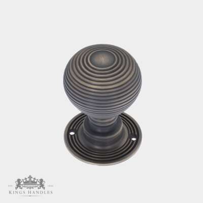 Victorian Beehive Door Knobs Mk2 – Antique Brass (A BB2) - Image 1
