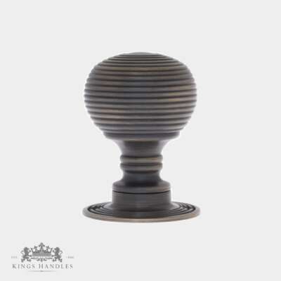 Victorian Beehive Door Knobs Mk2 – Antique Brass (A BB2) - Image 2