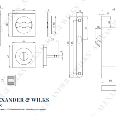 Sliding Door Lock Set - Square Roses - Radius Forend & Strike - Image 8