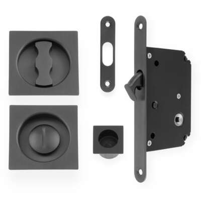 Sliding Door Lock Set - Square Roses - Radius Forend & Strike - Image 3