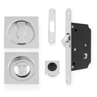 Sliding Door Lock Set - Square Roses - Radius Forend & Strike - Image 6