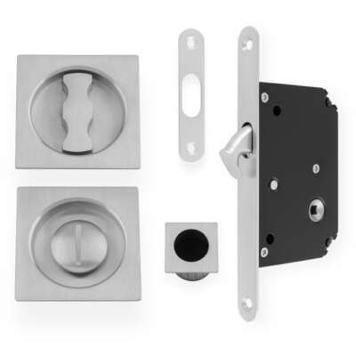 Sliding Door Lock Set - Square Roses - Radius Forend & Strike - Image 5