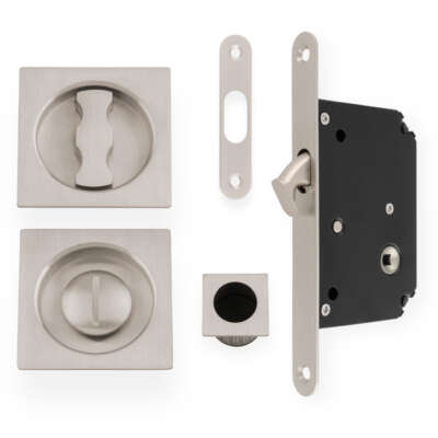 Sliding Door Lock Set - Square Roses - Radius Forend & Strike - Image 4